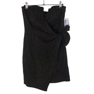 Trixxi Black Rainbow Glitter Drape Side Strapless Mini Dress M